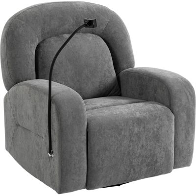 Homcom Sillón Relax Reclinable 3 en 1 con Función Mecedora Giratorio 360° Soporte para Teléfono Asiento Amplio Gris Homcom Sillón Relax Reclinable 3 en 1 con Función Mecedora Giratorio 360° Soporte para Teléfono Asiento Amplio Gris