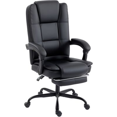Homcom Silla de oficina ergonómica, sillón de oficina reclinable en PU con reposapiés retráctil, altura ajustable, negro Homcom Silla de oficina ergonómica, sillón de oficina reclinable en PU con reposapiés retráctil, altura ajustable, negro