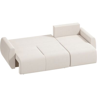 Homcom Sofá cama con chaiselongue reversible, sofá de 3 plazas en forma L tapizado en ante sintético, Blanco crema Homcom Sofá cama con chaiselongue reversible, sofá de 3 plazas en forma L tapizado en ante sintético, Blanco crema