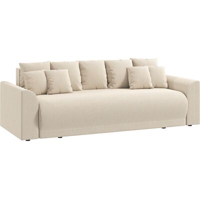 Homcom Sofá cama 190x150cm sofá de 3 plazas con función cama, cojines, almacenamiento, acabado de pana para salón, beige Homcom Sofá cama 190x150cm sofá de 3 plazas con función cama, cojines, almacenamiento, acabado de pana para salón, beige