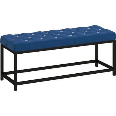 Homcom Banco Pie de Cama Tapizado en Terciopelo Diseño Capitoné Base de Metal para Dormitorio Entrada Salón Azul Oscuro Homcom Banco Pie de Cama Tapizado en Terciopelo Diseño Capitoné Base de Metal para Dormitorio Entrada Salón Azul Oscuro