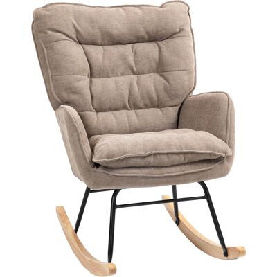Homcom Silla Mecedora con Patas de Madera de Haya y Reposabrazos Mecedora para Lactancia Carga 120 kg para Dormitorio Marrón Homcom Silla Mecedora con Patas de Madera de Haya y Reposabrazos Mecedora para Lactancia Carga 120 kg para Dormitorio Marrón