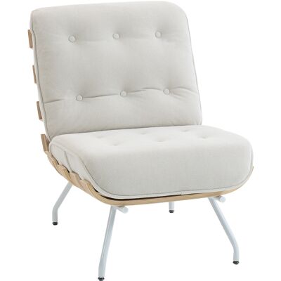 Homcom Butaca de Salón Tapizada en Lino con Asiento Acolchado Soporte con Listones Estructura de Acero Crema Homcom Butaca de Salón Tapizada en Lino con Asiento Acolchado Soporte con Listones Estructura de Acero Crema