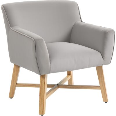 Homcom Butaca de Salón Tapizada en Terciopelo con Reposabrazos Acolchados y Patas de Madera Cruzadas 67x65x74 cm Gris Claro Homcom Butaca de Salón Tapizada en Terciopelo con Reposabrazos Acolchados y Patas de Madera Cruzadas 67x65x74 cm Gris Claro