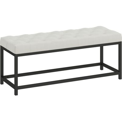 Homcom Banco Pie de Cama Tapizado en Terciopelo Diseño Capitoné Base de Metal para Dormitorio Entrada Salón Crema Homcom Banco Pie de Cama Tapizado en Terciopelo Diseño Capitoné Base de Metal para Dormitorio Entrada Salón Crema