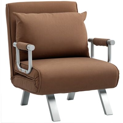 Homcom Sillón Cama Individual 2 en 1 Sofá Cama Plegable con Respaldo Ajustable y Cojín para Sala Dormitorio 65x69x80 cm Marrón Homcom Sillón Cama Individual 2 en 1 Sofá Cama Plegable con Respaldo Ajustable y Cojín para Sala Dormitorio 65x69x80 cm Marrón