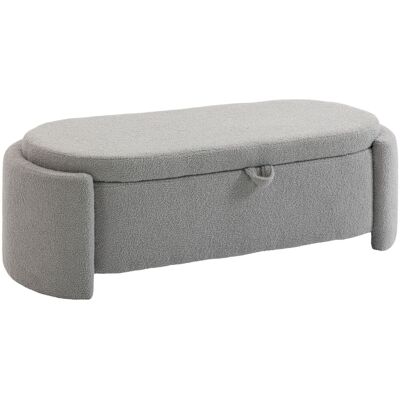 Homcom Puff Almacenaje Banco Almacenaje Ovalado 129x48,5x44 cm Tapizado en Terciopelo de Teddy Carga 200 kg Gris Claro Homcom Puff Almacenaje Banco Almacenaje Ovalado 129x48,5x44 cm Tapizado en Terciopelo de Teddy Carga 200 kg Gris Claro