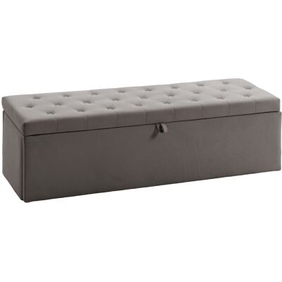 Homcom Puff Almacenaje, Banco Almacenaje 141L 137x41x42 cm Tapizado en Terciopelo Baúl de Almacenamiento Carga 240 kg Gris Homcom Puff Almacenaje, Banco Almacenaje 141L 137x41x42 cm Tapizado en Terciopelo Baúl de Almacenamiento Carga 240 kg Gris