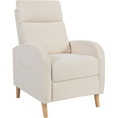 Homcom Sillón Relax Reclinable Tapizado en Lino Sintético con Reposapiés y Bolsillos Laterales Carga 135 kg Crema Homcom Sillón Relax Reclinable Tapizado en Lino Sintético con Reposapiés y Bolsillos Laterales Carga 135 kg Crema
