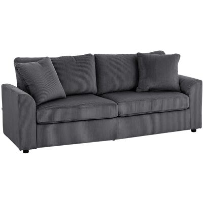 Homcom Sofá de 3 Plazas Tapizado en Pana con 2 Almohadas Reposabrazos y Cojín de Muelles 212x80x88 cm Gris Oscuro Homcom Sofá de 3 Plazas Tapizado en Pana con 2 Almohadas Reposabrazos y Cojín de Muelles 212x80x88 cm Gris Oscuro