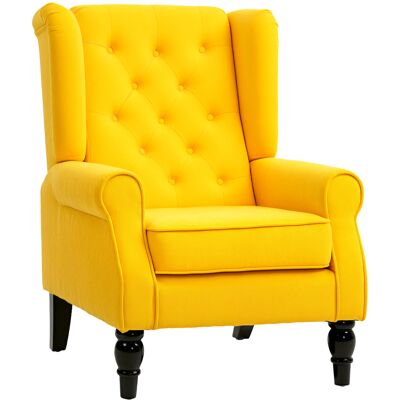 Homcom Sillón de Salón con Reposabrazos y Patas de Madera Butaca Carga 160 kg para Dormitorio Oficina 74x86x102 cm Amarillo Homcom Sillón de Salón con Reposabrazos y Patas de Madera Butaca Carga 160 kg para Dormitorio Oficina 74x86x102 cm Amarillo