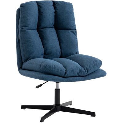 Homcom Butaca de Salón Giratorio 360° Altura Ajustable Asiento Ancho Tapizado en Lino Base de Metal Azul Oscuro Homcom Butaca de Salón Giratorio 360° Altura Ajustable Asiento Ancho Tapizado en Lino Base de Metal Azul Oscuro