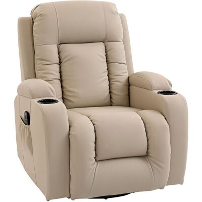 Homcom Sillón de Masaje Giratorio Sillón Relax Reclinable con 8 Puntos de Masaje Función de Calefacción 82x99x103 cm Crema Homcom Sillón de Masaje Giratorio Sillón Relax Reclinable con 8 Puntos de Masaje Función de Calefacción 82x99x103 cm Crema