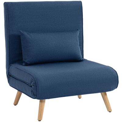 Homcom Sofá Cama Individual Plegable con Respaldo Ajustable 5 Posiciones Sillón Cama Tapizado con Cojín 72x75x85 cm Azul Homcom Sofá Cama Individual Plegable con Respaldo Ajustable 5 Posiciones Sillón Cama Tapizado con Cojín 72x75x85 cm Azul