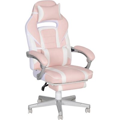 Homcom Silla Gamer Reclinable con Altura Ajustable Reposapiés Retráctil Soporte Lumbar y Reposacabezas Desmontable Rosa Homcom Silla Gamer Reclinable con Altura Ajustable Reposapiés Retráctil Soporte Lumbar y Reposacabezas Desmontable Rosa