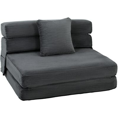 Homcom 2 en 1 Boneless Cloud silla de suelo, sillón cama plegable con aspecto de pana y cojín lumbar, Gris oscuro Homcom 2 en 1 Boneless Cloud silla de suelo, sillón cama plegable con aspecto de pana y cojín lumbar, Gris oscuro