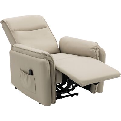 Homcom Sillón de Masaje Eléctrico con Revestimiento de Piel Sintética y Reposapiés con Bolsillo Lateral Beige Aosom España Homcom Sillón de Masaje Eléctrico con Revestimiento de Piel Sintética y Reposapiés con Bolsillo Lateral Beige Aosom España