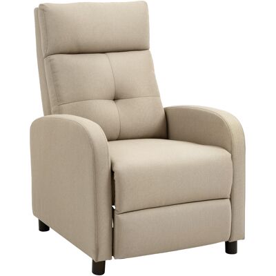 Homcom Sillón Relax Reclinable Manual hasta 155º Apertura Push con Reposapiés Respaldo Alto Acolchado Grueso Beige Homcom Sillón Relax Reclinable Manual hasta 155º Apertura Push con Reposapiés Respaldo Alto Acolchado Grueso Beige