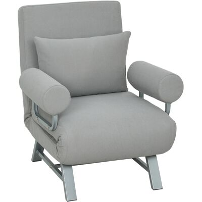 Homcom Sillón Cama Individual 3 en 1 Sofá Cama Plegable con Respaldo Ajustable y Cojín para Sala Dormitorio 73x78x81 cm Gris Homcom Sillón Cama Individual 3 en 1 Sofá Cama Plegable con Respaldo Ajustable y Cojín para Sala Dormitorio 73x78x81 cm Gris