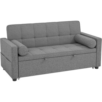 Homcom Sofá Cama 2 Plazas 3 en 1 Deslizantede Tejido Lino con Respaldo Ajustable Bolsillos 2 Cojines para Sala de Estar Gris Homcom Sofá Cama 2 Plazas 3 en 1 Deslizantede Tejido Lino con Respaldo Ajustable Bolsillos 2 Cojines para Sala de Estar Gris
