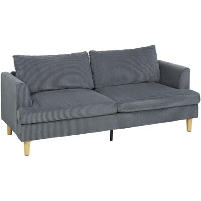 Homcom Sofá de 3 Plazas Tapizado en Pana Acolchado Grueso de Muelles Asiento Ancho 2 Almohadas 188x80x86 cm Gris Oscuro Homcom Sofá de 3 Plazas Tapizado en Pana Acolchado Grueso de Muelles Asiento Ancho 2 Almohadas 188x80x86 cm Gris Oscuro