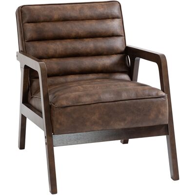 Homcom Butaca de Salón Tapizado en PU con Marco de Madera Maciza Asiento Acolchado para Sala de Estar Dormitorio Marrón Homcom Butaca de Salón Tapizado en PU con Marco de Madera Maciza Asiento Acolchado para Sala de Estar Dormitorio Marrón