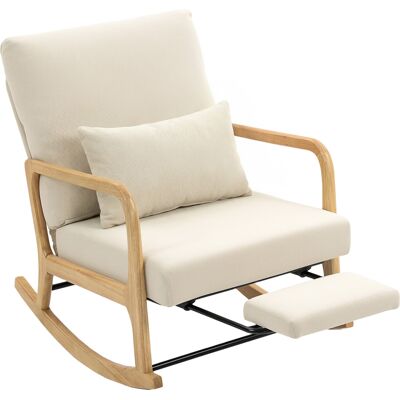 Homcom Silla Mecedora Nórdica con Reposapiés Respaldo Ajustable Mecedora de Pana Patas de Madera y Reposabrazos Cojín Crema Homcom Silla Mecedora Nórdica con Reposapiés Respaldo Ajustable Mecedora de Pana Patas de Madera y Reposabrazos Cojín Crema