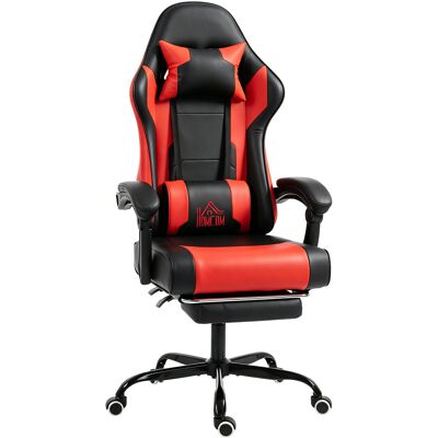 Homcom Silla Gamer con Lumbar Masaje Vibración Reclinable 155° Altura Ajustable Reposacabezas y Reposapiés Retráctil Rojo Aosom España Homcom Silla Gamer con Lumbar Masaje Vibración Reclinable 155° Altura Ajustable Reposacabezas y Reposapiés Retráctil Rojo Aosom España