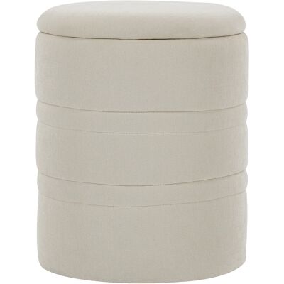 Homcom Puf de almacenaje en chenilla con tapa, taburete redondo para salón y dormitorio, beige Homcom Puf de almacenaje en chenilla con tapa, taburete redondo para salón y dormitorio, beige