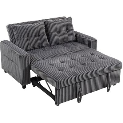 Homcom Cama Sofá de 2 Plazas Tapizada de Pana Convertible en Sofá Cama 2 Cojines Bolsillos Laterales 157x190 cm Gris Oscuro Aosom España Homcom Cama Sofá de 2 Plazas Tapizada de Pana Convertible en Sofá Cama 2 Cojines Bolsillos Laterales 157x190 cm Gris Oscuro Aosom España
