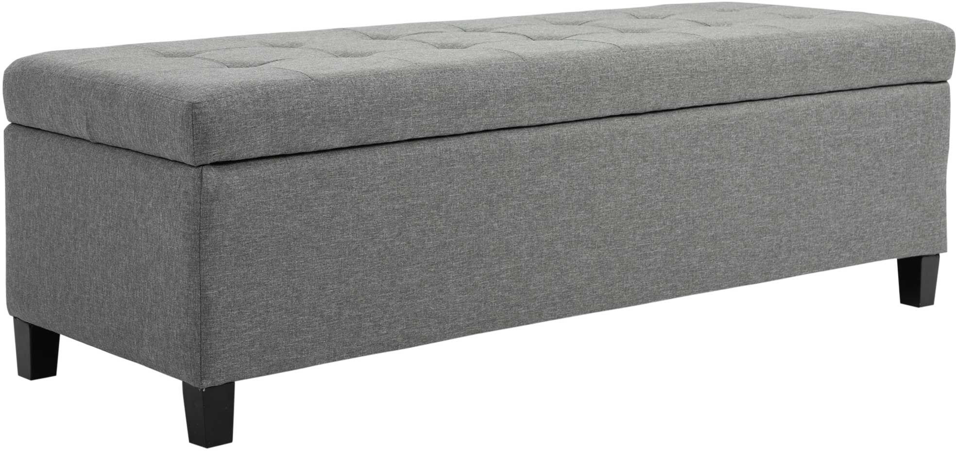 Homcom Banco de Almacenamiento Puff de Almacenaje Taburete Tapizado en Lino con Tapa Abatible para Entrada 25x49x41,5 cm Gris