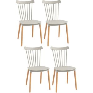 Homcom Juego de 4 Sillas de Comedor Estilo Nórdico con Respaldo de Polipropileno y Patas de Madera 48x52,5x83 cm Gris Aosom España Homcom Juego de 4 Sillas de Comedor Estilo Nórdico con Respaldo de Polipropileno y Patas de Madera 48x52,5x83 cm Gris Aosom España