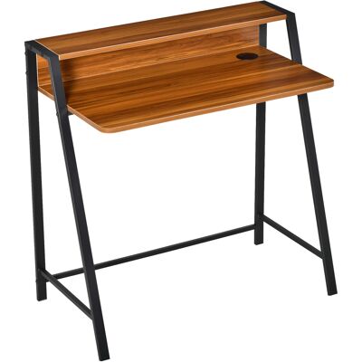 Homcom Escritorio Mesa de Ordenador 84x45x85cm con Encimera de Madera y Patas de Metal Estilo Moderno Nogal para Oficina Aosom España Homcom Escritorio Mesa de Ordenador 84x45x85cm con Encimera de Madera y Patas de Metal Estilo Moderno Nogal para Oficina Aosom España