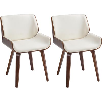 HOMCOM Juego de 2 Sillas Vintage para Comedor - Blanco/Marrón HOMCOM Juego de 2 Sillas Vintage para Comedor - Blanco/Marrón