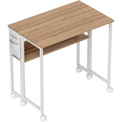 Homcom Escritorio Plegable con Ruedas Balda y Bolsillo de Almacenaje Ideal para Espacios Pequeños 80x50x75 cm Blanco y Natural Homcom Escritorio Plegable con Ruedas Balda y Bolsillo de Almacenaje Ideal para Espacios Pequeños 80x50x75 cm Blanco y Natural