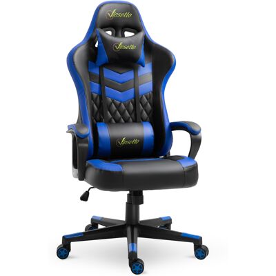 Vinsetto Silla Gaming Silla de Oficina Ergonómica Altura Regulable Basculante con Reposacabezas Cojín Lumbar 61x70x121-129 cm Azul Aosom España Vinsetto Silla Gaming Silla de Oficina Ergonómica Altura Regulable Basculante con Reposacabezas Cojín Lumbar 61x70x121-129 cm Azul Aosom España