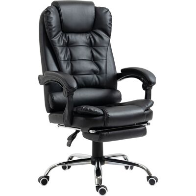 Homcom Silla de Escritorio con Reposapiés Silla Ejecutiva Giratoria con Altura Ajustable Tapizada en PU y Reposabrazos Negro Homcom Silla de Escritorio con Reposapiés Silla Ejecutiva Giratoria con Altura Ajustable Tapizada en PU y Reposabrazos Negro