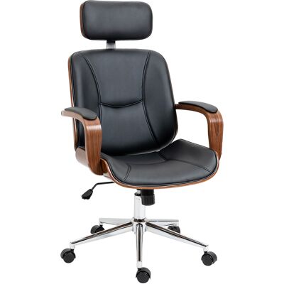 Vinsetto Silla de Oficina de Cuero PU Basculante con Reposacabezas Extraíble Altura Ajustable 63x62x110-120 cm Negro Aosom España Vinsetto Silla de Oficina de Cuero PU Basculante con Reposacabezas Extraíble Altura Ajustable 63x62x110-120 cm Negro Aosom España