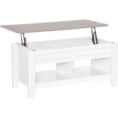 Homcom Mesa de Centro Elevable Blanca 105x50x49 cm con Encimera Imitación Mármol y 2 Compartimentos para Café Aosom España Homcom Mesa de Centro Elevable Blanca 105x50x49 cm con Encimera Imitación Mármol y 2 Compartimentos para Café Aosom España
