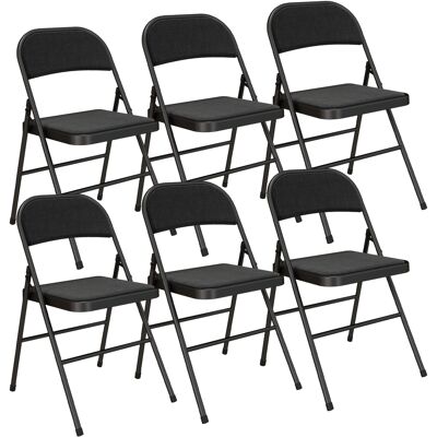 Homcom Lote de 6 sillas plegables sillas de comedor portátiles estructura de acero 45x46x78 cm Negro Homcom Lote de 6 sillas plegables sillas de comedor portátiles estructura de acero 45x46x78 cm Negro