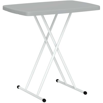 Outsunny Mesa Auxiliar Plegable Regulable en 6 Alturas, 76x50x74 cm, Gris Oscuro Aosom España Outsunny Mesa Auxiliar Plegable Regulable en 6 Alturas, 76x50x74 cm, Gris Oscuro Aosom España