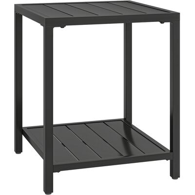 Outsunny Mesa auxiliar 45 x 45 cm resistente a la intemperie mesa de jardín con diseño de lamas estante y patas ajustables 30kg de carga Aosom España Outsunny Mesa auxiliar 45 x 45 cm resistente a la intemperie mesa de jardín con diseño de lamas estante y patas ajustables 30kg de carga Aosom España