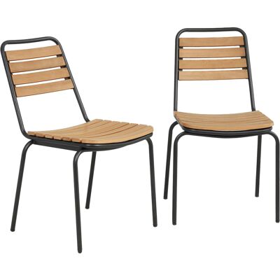 Outsunny Silla de jardín 2 unidades resistente a la intemperie Sillas de jardín de acero y madera apilable con respaldo hasta 160 kg Madera natural Outsunny Silla de jardín 2 unidades resistente a la intemperie Sillas de jardín de acero y madera apilable con respaldo hasta 160 kg Madera natural