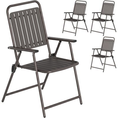 Outsunny Sillas de Jardín Set de 4 Sillas Plegables con Reposabrazos Respaldo y Asiento Marco Metálico 55x63x93 cm Marrón Aosom España Outsunny Sillas de Jardín Set de 4 Sillas Plegables con Reposabrazos Respaldo y Asiento Marco Metálico 55x63x93 cm Marrón Aosom España