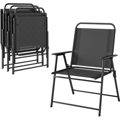 Outsunny Pack de 4 Sillas de Camping Plegables con Respaldo Alto Asiento Ancho y Reposabrazos Tela Textilene Transpirable Negro Outsunny Pack de 4 Sillas de Camping Plegables con Respaldo Alto Asiento Ancho y Reposabrazos Tela Textilene Transpirable Negro