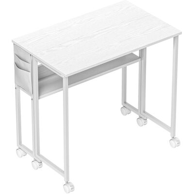 Homcom Escritorio Plegable con Ruedas Balda y Bolsillo de Almacenaje Ideal para Espacios Pequeños 80x50x75 cm Blanco Homcom Escritorio Plegable con Ruedas Balda y Bolsillo de Almacenaje Ideal para Espacios Pequeños 80x50x75 cm Blanco