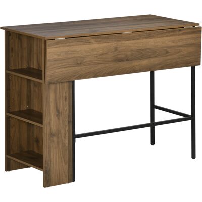 Homcom Mesa de Bar Extensible con 3 Estantes de Almacenamiento y Marco de Metal para Cocina Comedor 120x76x91,4cm Marrón Aosom España Homcom Mesa de Bar Extensible con 3 Estantes de Almacenamiento y Marco de Metal para Cocina Comedor 120x76x91,4cm Marrón Aosom España