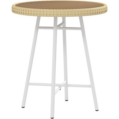 Outsunny Mesa Auxiliar de Ratán Sintético con Tablero de Madera Plástica Marco de Acero Galvanizado 50x50x55 cm Natural Aosom España Outsunny Mesa Auxiliar de Ratán Sintético con Tablero de Madera Plástica Marco de Acero Galvanizado 50x50x55 cm Natural Aosom España