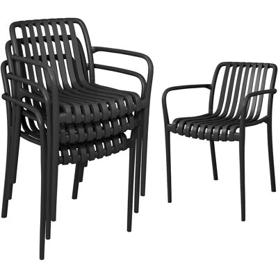 Outsunny Sillas de Jardín Exterior Apilables Lote de 4 de PP con Respaldo Curvado Asiento de Listones 55x58,5x81,5 cm Negro Aosom España Outsunny Sillas de Jardín Exterior Apilables Lote de 4 de PP con Respaldo Curvado Asiento de Listones 55x58,5x81,5 cm Negro Aosom España