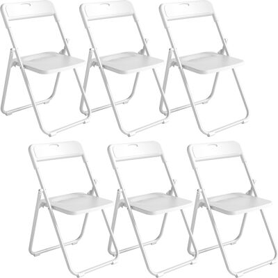 Homcom Juego de 6 Sillas Plegables de Plástico con Respaldo Curvo Diseño Ventilación Estructura de Acero 48,5x47x75 cm Blanco Aosom España Homcom Juego de 6 Sillas Plegables de Plástico con Respaldo Curvo Diseño Ventilación Estructura de Acero 48,5x47x75 cm Blanco Aosom España